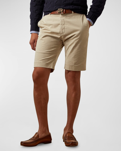 Shop Ralph Lauren Purple Label Men's Eaton Cotton-stretch Shorts In Beige
