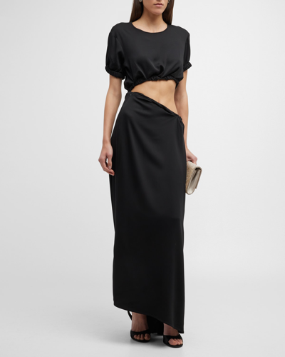 Shop Christopher Esber Roll-sleeve Column Tee Dress In Black