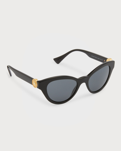 Shop Versace Medusa Acetate Butterfly Sunglasses In Dark Grey
