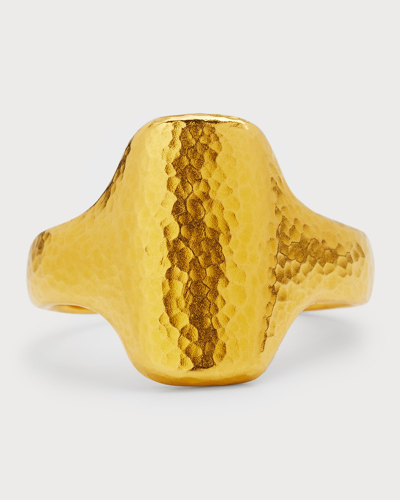 Shop Gurhan Men's Hammered 22k Yellow Gold Signet Ring
