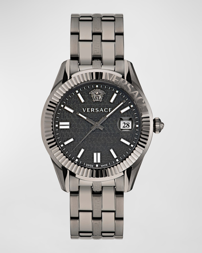 Shop Versace Men's Greca Time Ip Gunmetal Bracelet Watch, 41mm