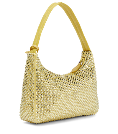 Prada Re-edition 2000 Allover Crystal-embellished Shoulder Bag In Ananas