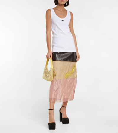 Prada Re-edition 2000 Allover Crystal-embellished Shoulder Bag In Ananas