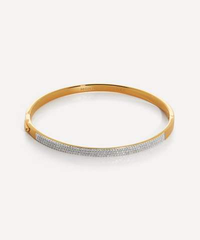 Monica Vinader 18ct Gold Plated Vermeil Silver Diamond Pave Essential Bangle Bracelet In Gold