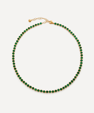 Shop Monica Vinader X Kate Young 18ct Gold-plated Vermeil Silver Gemstone Tennis Necklace In Green