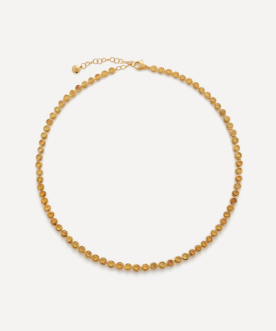 Shop Monica Vinader X Kate Young 18ct Gold-plated Vermeil Silver Gemstone Tennis Necklace In Yellow