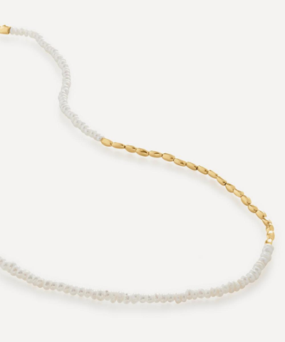 Monica Vinader Mini Nugget 18ct Recycled Yellow Gold-plated Vermeil Sterling-silver And Faux-pearl Beaded In Gold