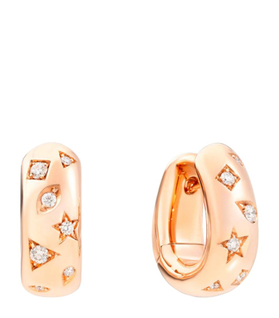 Shop Pomellato Rose Gold And Diamond Iconica Hoop Earrings In White