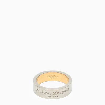 Shop Maison Margiela Silver Logo Ring In Metal