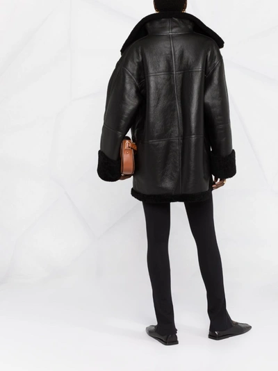 Totême Signature Shearling Oversize Jacket In 200 Black