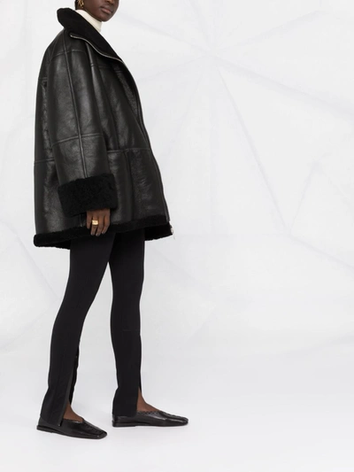Totême Signature Shearling Oversize Jacket In 200 Black
