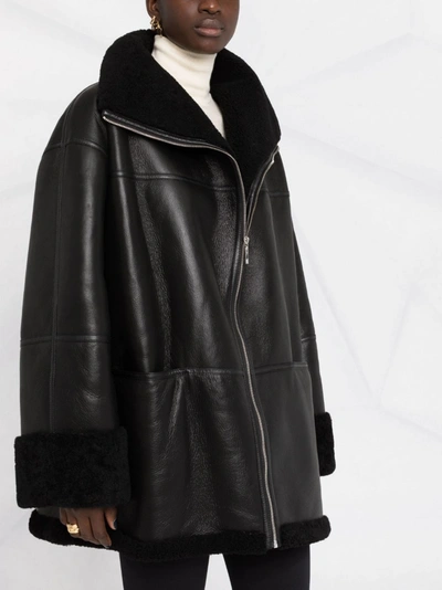 Totême Signature Shearling Oversize Jacket In 200 Black