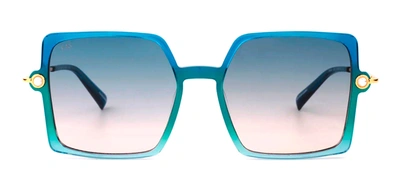 Shop For Art's Sake Moxie Sun Qz3 Butterfly Sunglasses In Blue