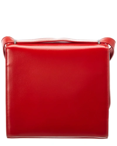 Shop Bottega Veneta The Clip Leather Shoulder Bag In Red