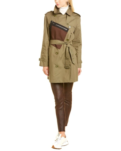 Shop Burberry Double-breasted Trench Coat In Green