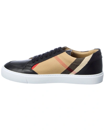 Shop Burberry House Check Canvas & Leather Sneaker In Black