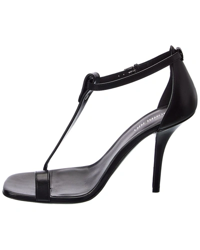 Shop Burberry Toe Ring Leather Sandal In Black