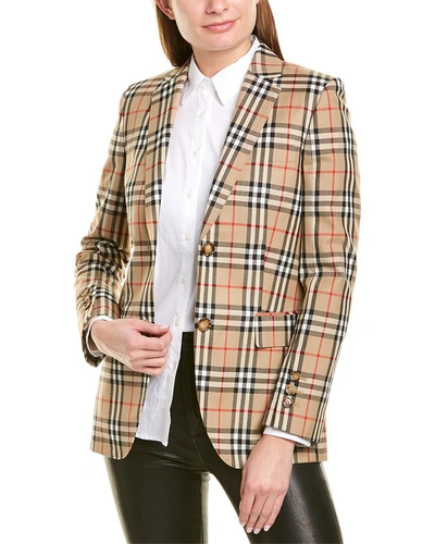 Shop Burberry Vintage Check Wool Blazer In Yellow