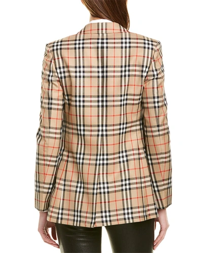 Shop Burberry Vintage Check Wool Blazer In Yellow