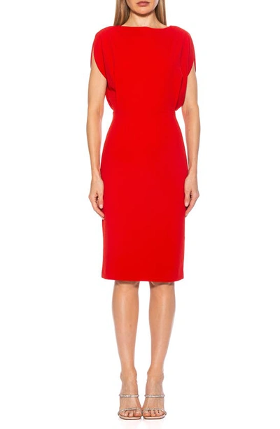 Shop Alexia Admor Gianna Draped Boatneck Dress In Red