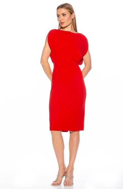 Shop Alexia Admor Gianna Draped Boatneck Dress In Red