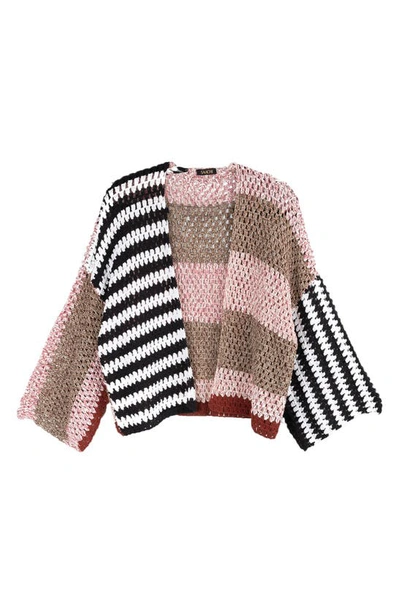 Saachi Birdie Colorblock Crochet Short Jacket In Black