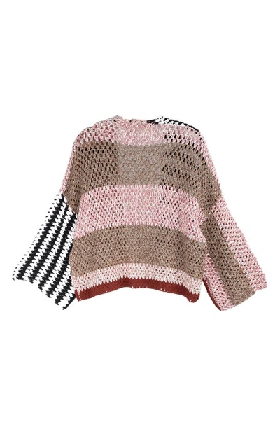 Saachi Birdie Colorblock Crochet Short Jacket In Black