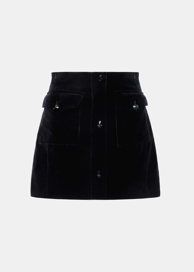 Shop Alessandra Rich Black Velvet Mini Skirt