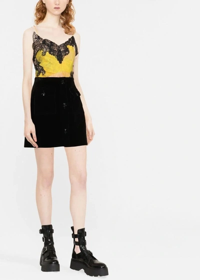 Shop Alessandra Rich Black Velvet Mini Skirt