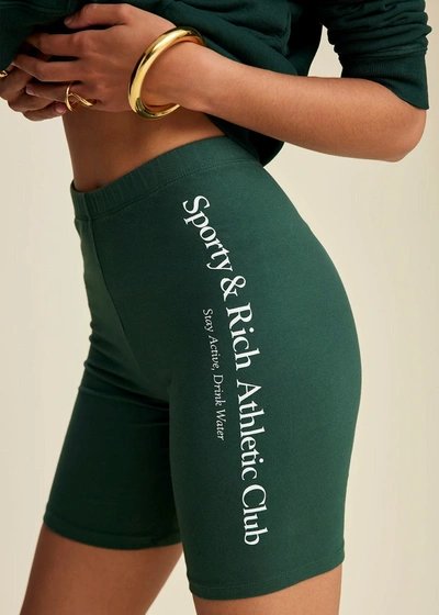 Shop Sporty And Rich Sporty & Rich Green Athletic Club Biker Shorts In Forest & White