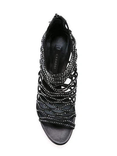 Shop Casadei Embellished Cut-out Booties