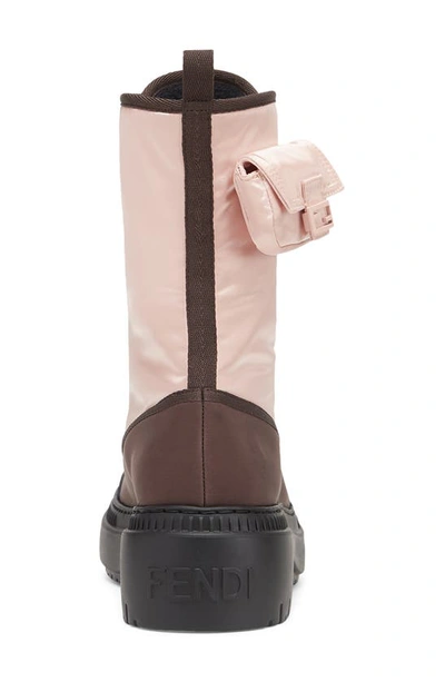 Shop Fendi Baguette Pocket Combat Boot In Baby Pink/ Nolita