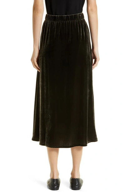 Shop Eileen Fisher Velvet A-line Midi Skirt In Woodland