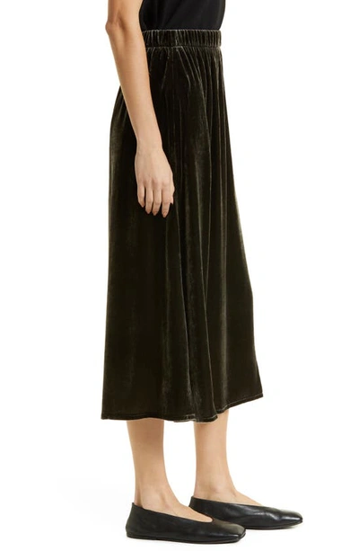 Shop Eileen Fisher Velvet A-line Midi Skirt In Woodland