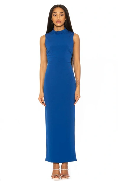 Shop Alexia Admor Mock Neck Sleeveless Maxi Dress In Cobalt
