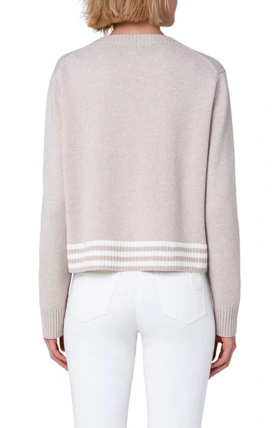 Shop Akris Punto Stripe Wool & Cashmere Sweater In Sand-cream