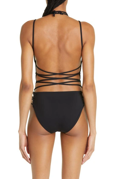 Shop Balenciaga Laced Up One-piece Swimsuit In Black