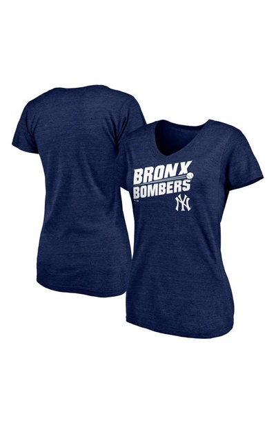 Shop Fanatics Branded Navy New York Yankees Hometown Bronx Bombers Tri-blend V-neck T-shirt