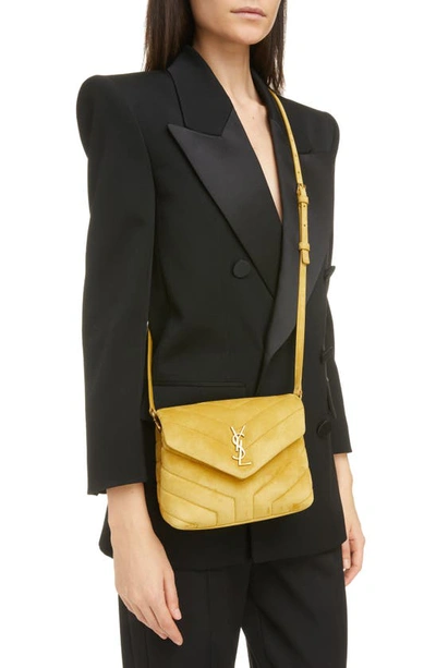 Shop Saint Laurent Toy Loulou Calfskin Suede Crossbody Bag In Chartreuse
