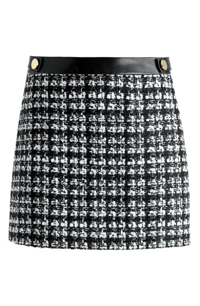 Shop Alice And Olivia Elana Tweed Miniskirt In Black/ Off White