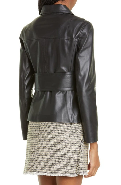 Shop Proenza Schouler White Label Crop Snap Front Leather Jacket In Black
