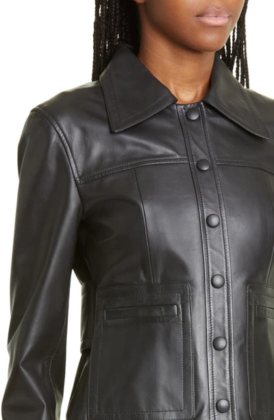Shop Proenza Schouler White Label Crop Snap Front Leather Jacket In Black