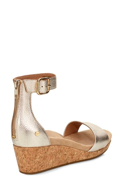Ugg Women's Zoe Ii Metallic Leather Cork Wedge Ankle Strap Sandals In Gold  Leather | ModeSens