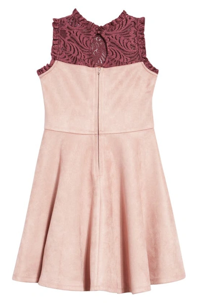 Ava & Yelly Kids' Sleeveless Lace Skater Dress In Mauve