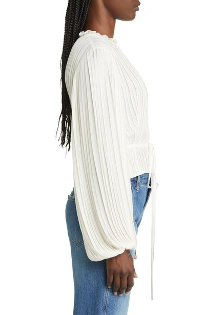 Shop Frame Pleated Waist Tie Silk Blouse In Off White
