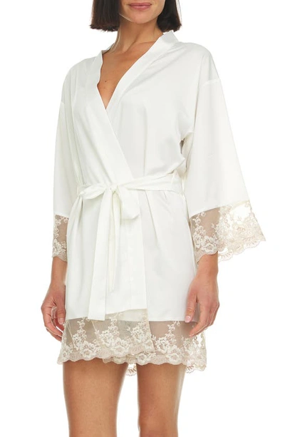 Shop Flora Nikrooz Rosa Satin Robe In Ivory