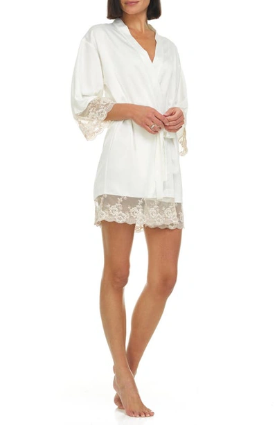 Shop Flora Nikrooz Rosa Satin Robe In Ivory