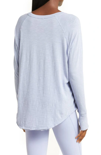 Shop Zella Relaxed Long Sleeve T-shirt In Purple Impress