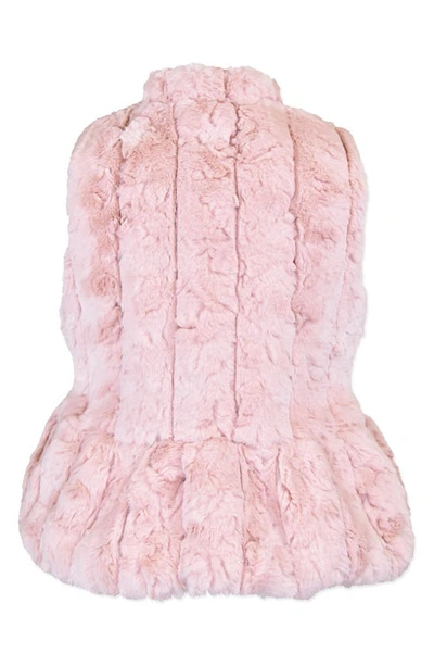 Shop Widgeon Faux Fur Vest In Pink Ripple Stripe