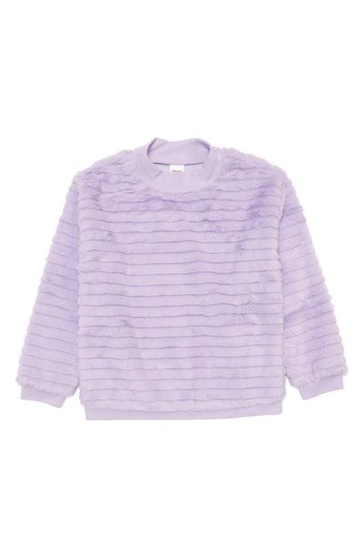 Shop Open Edit Kids' Faux Fur Sweatshirt In Purple Secret